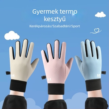 Gyerek téli kesztyűk kültéri tevékenységekhez – belső fleece bevonat, meleg, csúszásmentes, érintőképernyő-kompatibilis, vízálló, kerékpározásra, síelésre, futballra; lányoknak és fiúknak, 6–10 évesek