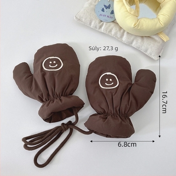Gyerekeknek készült szélálló fleece-béléses mitten kesztyűk – szatén felületű anyag, koreai stílus, kültéri téli kesztyűk
