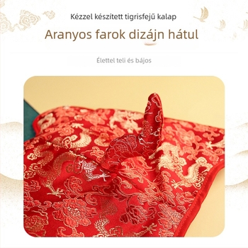 Baba tigris fejű sapka brokát anyagból, hímzett, kupola alakú fejfedő, szélálló, fotózáshoz, 6 éves korig