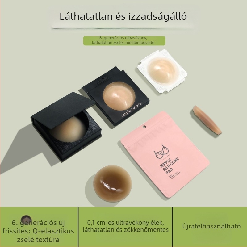 Szilikon öntapadós mellpatch egyszínű, vékony, láthatatlan, nyom nélkül, kerek forma, fényes