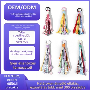 Trendy kézzel készített kulcstartó csomóval, kötött poliészter zsinórral; táskadísz növény mintával, személyre szabott ajándék