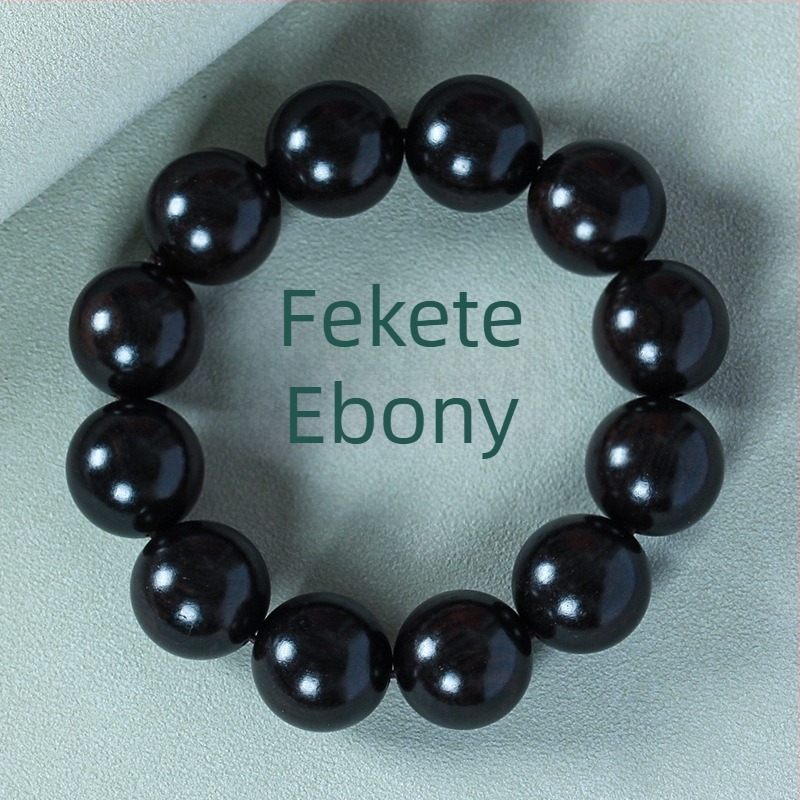 Kézzel készített ebonifa gyöngy karkötő, kínai stílus, polírozott felülettel, ideális ajándék időseknek és barátoknak