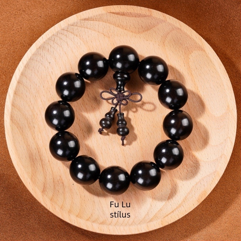 Kézzel készített ebonifa gyöngy karkötő, kínai stílus, polírozott felülettel, ideális ajándék időseknek és barátoknak