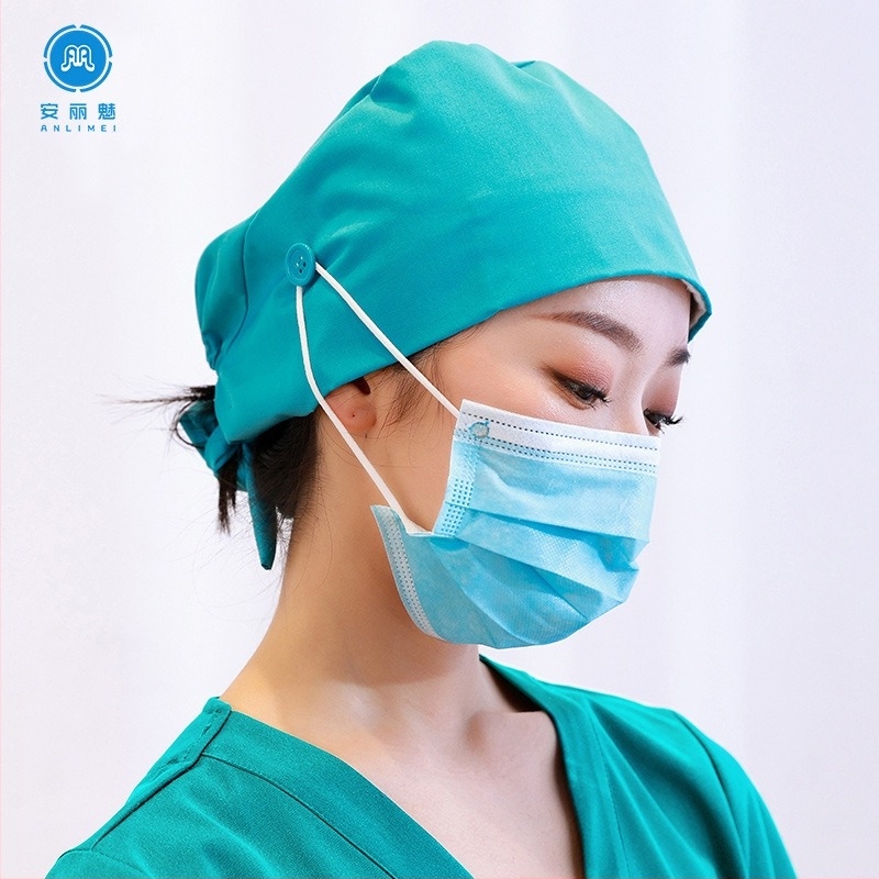 Sebészeti sapka uniszex, pamut, monokróm, dóm alakú tetejű sapka peremmel