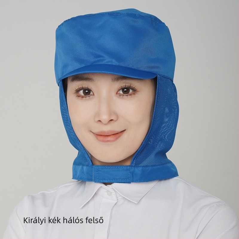 Női légáteresztő pamut higiénikus sapka élelmiszer-műhelyhez, hímzett logóval, koreai stílus, sík tetejű, rövid előoldali