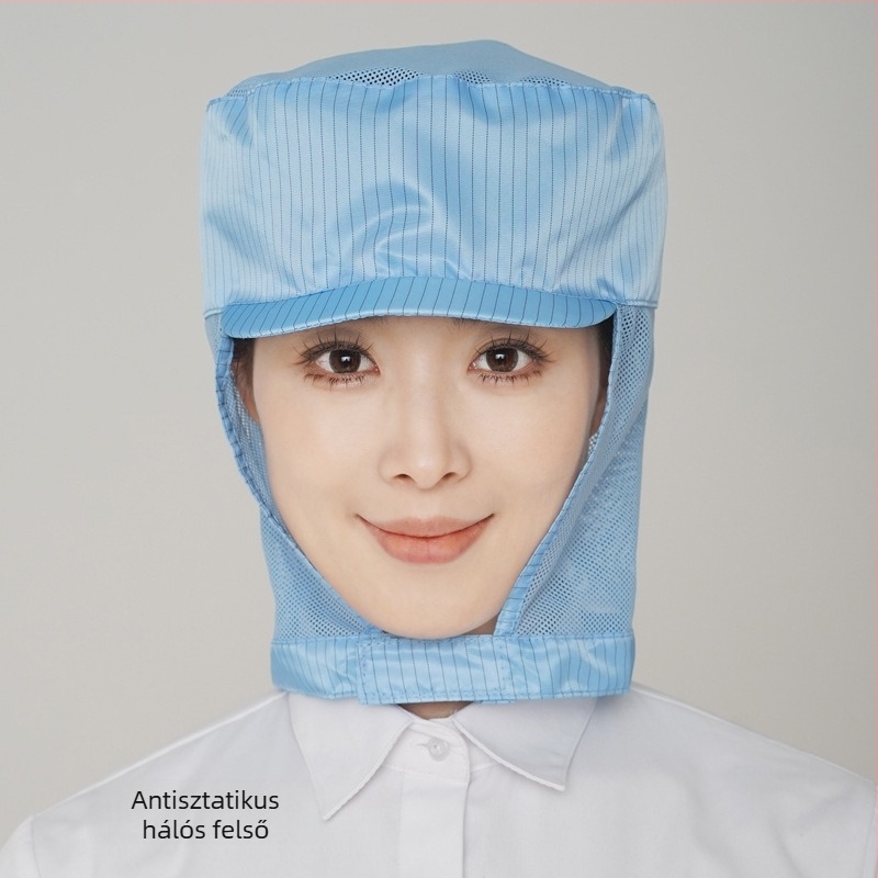 Női légáteresztő pamut higiénikus sapka élelmiszer-műhelyhez, hímzett logóval, koreai stílus, sík tetejű, rövid előoldali