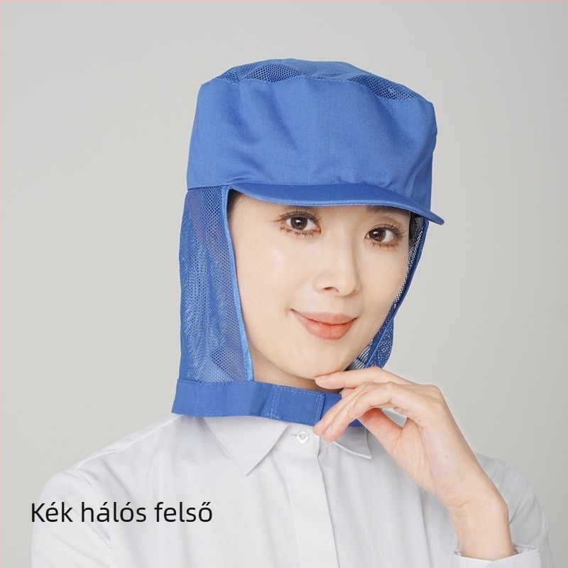 Női légáteresztő pamut higiénikus sapka élelmiszer-műhelyhez, hímzett logóval, koreai stílus, sík tetejű, rövid előoldali