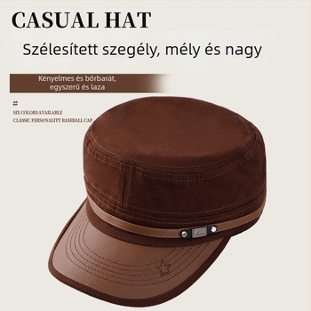 Uniszex pamut twill lapos sapka hímzéssel és széles karimával