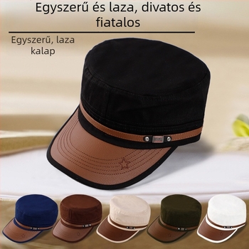 Uniszex pamut twill lapos sapka hímzéssel és széles karimával