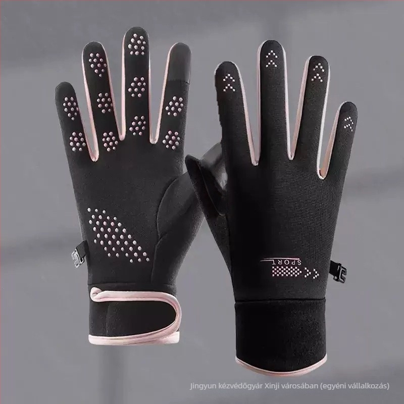 Uniszex ujjbegyes kerékpáros kesztyűk — melegen tartó, velúr textúra, viszkóz rost, alkalmas télre, tavaszra és őszre