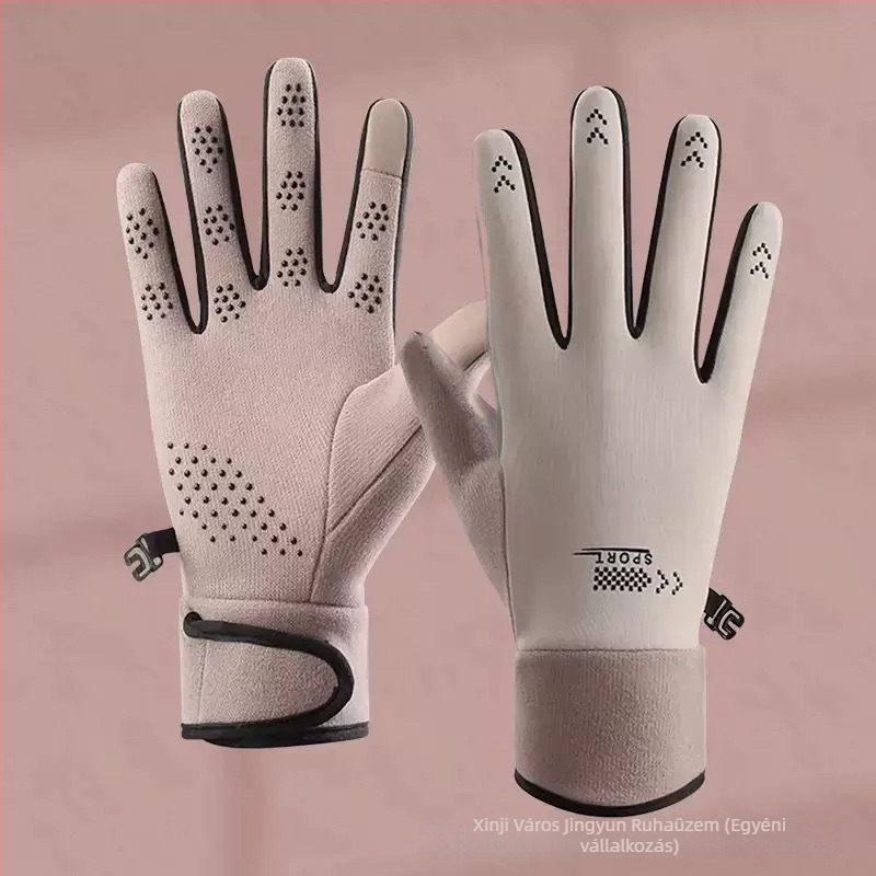 Uniszex ujjbegyes kerékpáros kesztyűk — melegen tartó, velúr textúra, viszkóz rost, alkalmas télre, tavaszra és őszre