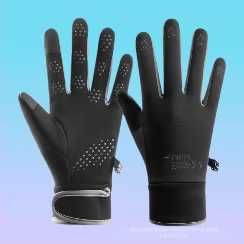 Uniszex ujjbegyes kerékpáros kesztyűk — melegen tartó, velúr textúra, viszkóz rost, alkalmas télre, tavaszra és őszre