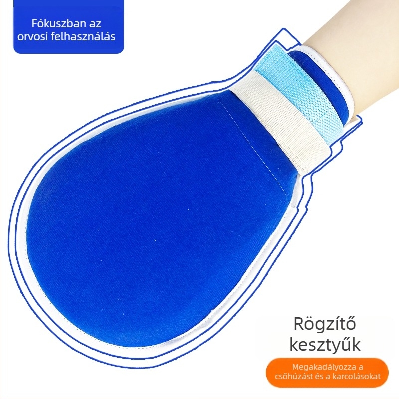 Időseknek készült korlátozó kesztyűk – karcolódás elleni védelem és csövek fixálása, ápolási öv
