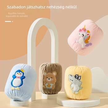 Gyerekeknek szánt karvédő ujjak cartoon mintával, foltálló poliészter, hímzett kivitel, őszre és télre