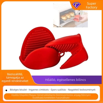 Szilikon konyhai hőszigetelő kesztyű és fogó készlet mikrohullámú sütőhöz és sütőhöz; kesztyű hossza 8,5 cm; modern minimalista stílus; testreszabható