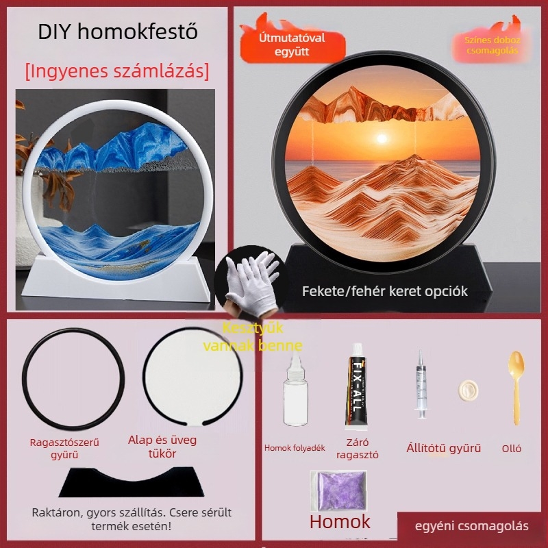 Homokfoltos festés éjszakai fény — DIY készlet üvegből, félig kézi gyártás, polírozott felület, absztrakt modern dekor a nappaliba