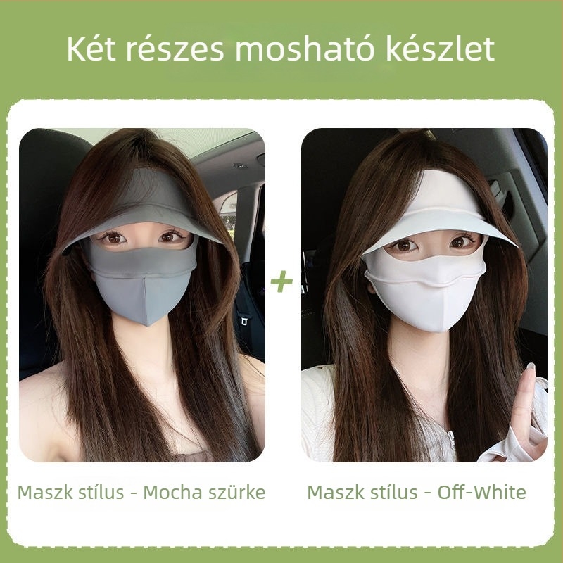 Légáteresztő UV-védett teljes arcot takaró maszk nylonból, árnyékoló és porálló