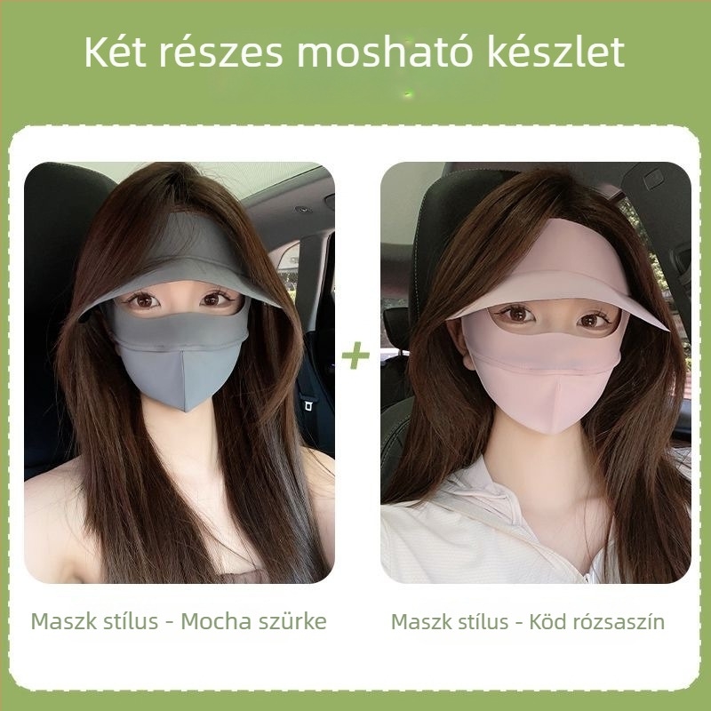 Légáteresztő UV-védett teljes arcot takaró maszk nylonból, árnyékoló és porálló