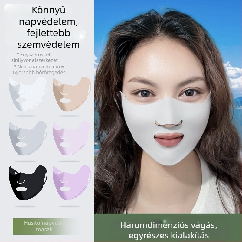Jégselyem napvédő maszk fülcsipeszes kivitelben, uniszex, monokróm minta