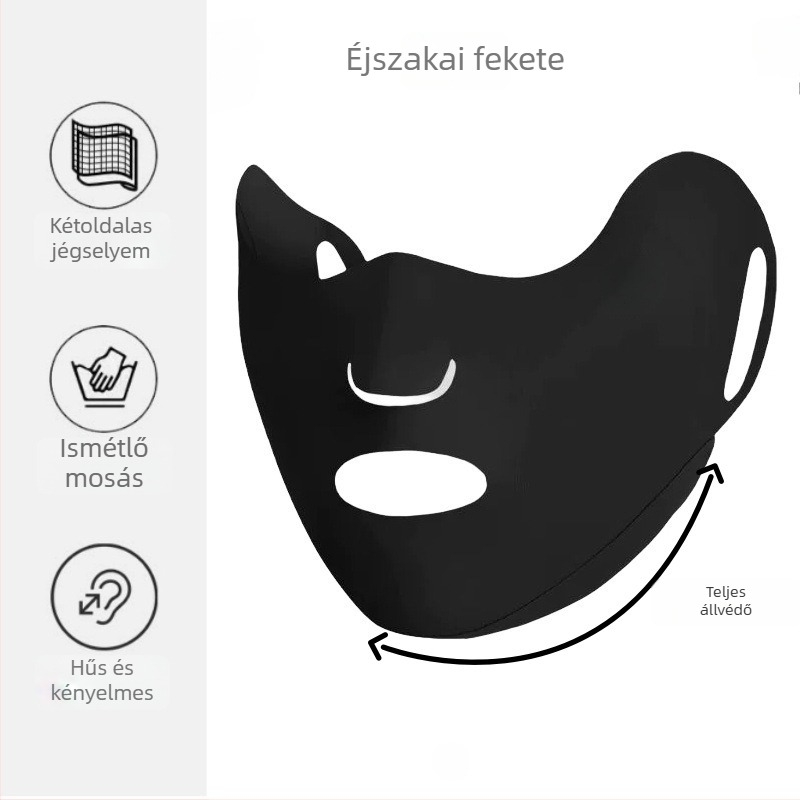 Jégselyem napvédő maszk fülcsipeszes kivitelben, uniszex, monokróm minta