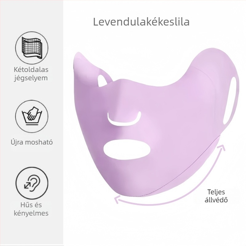 Jégselyem napvédő maszk fülcsipeszes kivitelben, uniszex, monokróm minta