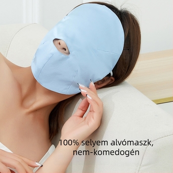 Selyem alvómaszk, 100% selyem, bőrbarát, lélegző, teljes arctakaró