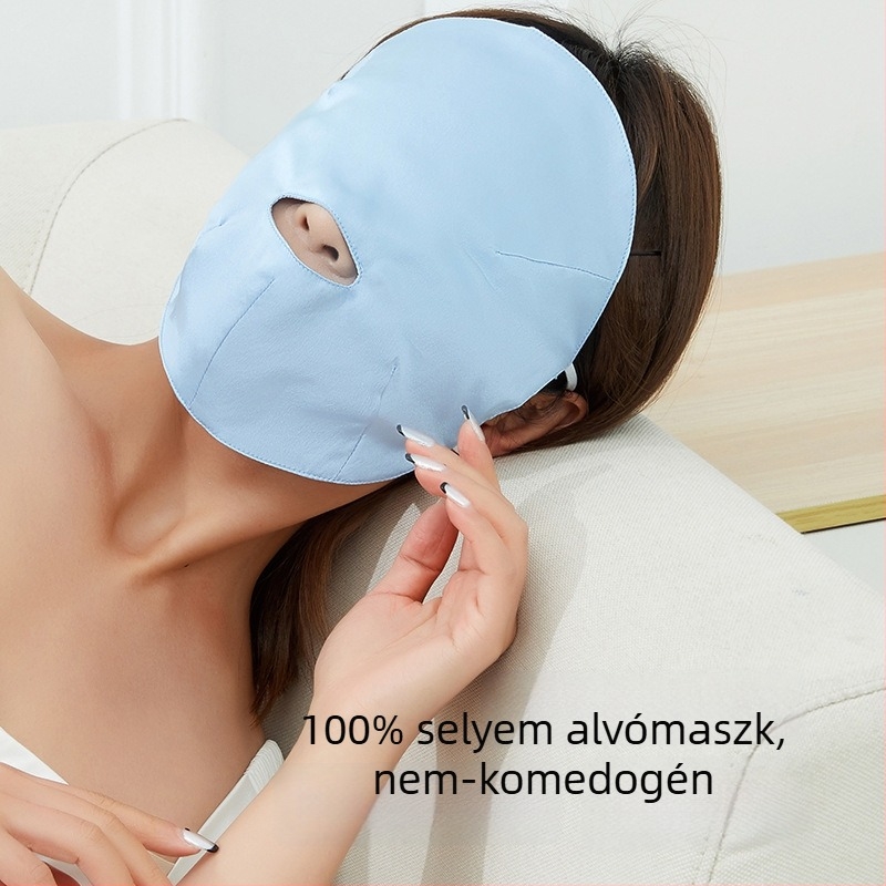Selyem alvómaszk, 100% selyem, bőrbarát, lélegző, teljes arctakaró