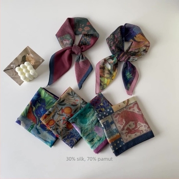 Női pamut-selyem sál, Plain szövés, kis négyzet alakú, nyár — Su Silk (Anyag: pamut-selyem; Szövés: Plain; Forma: kis négyzet; Sezon: nyár; Márka: Su Silk)