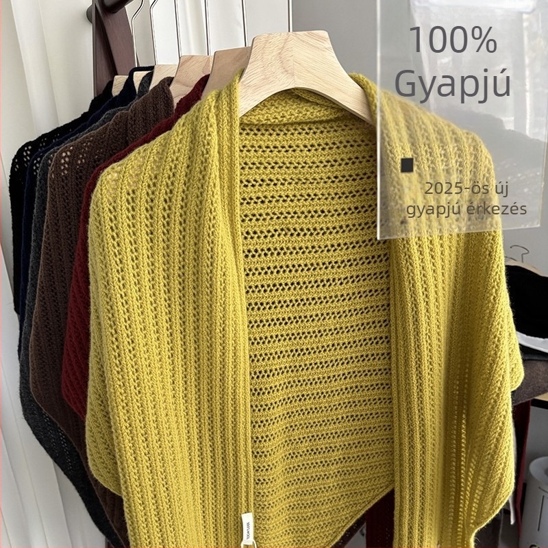 Uniszex háromszög alakú gyapjú sál, 100% gyapjú, téli–tavaszi–őszi szezon, dekoratív kiegészítő