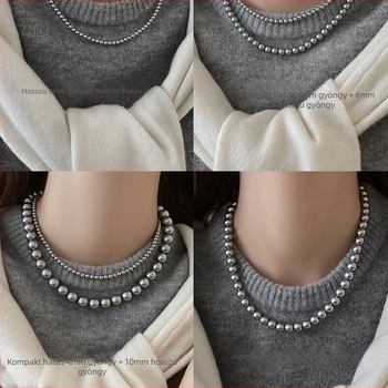 Mesterséges gyöngy nyaklánc elektroplattált felülettel, U-alakú kialakítás, gyöngy lánc, medál mesterséges kristályból