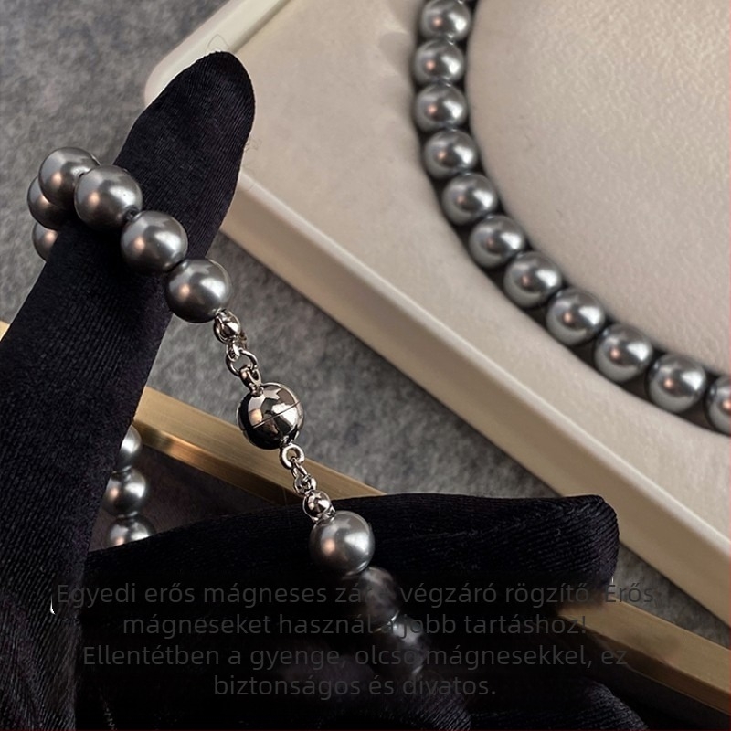 Mesterséges gyöngy nyaklánc elektroplattált felülettel, U-alakú kialakítás, gyöngy lánc, medál mesterséges kristályból