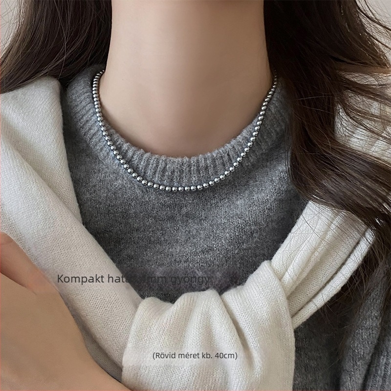 Mesterséges gyöngy nyaklánc elektroplattált felülettel, U-alakú kialakítás, gyöngy lánc, medál mesterséges kristályból