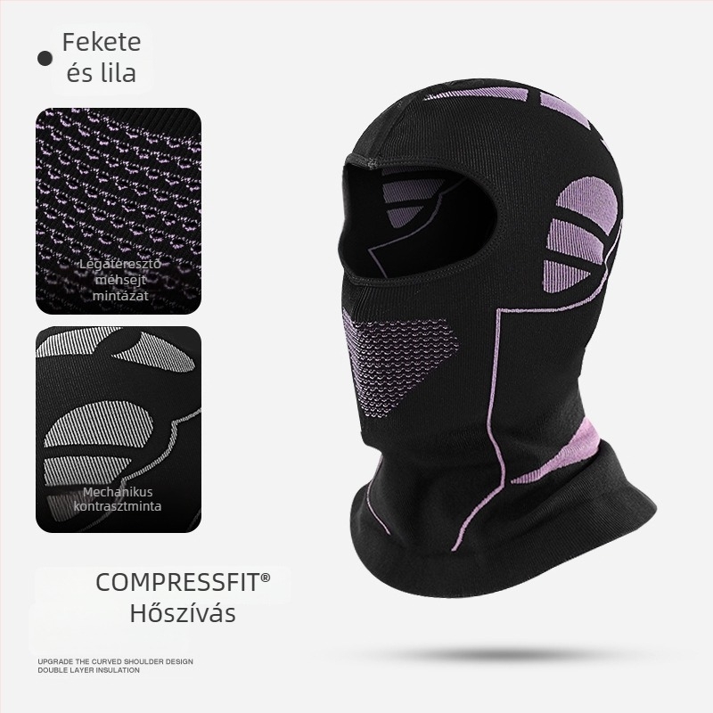 Síeléshez/vezetéshez alkalmas maszk, seamless fej- és nyakfedés, lélegző Nylon/Polyamide anyag, napvédelem, belső sisakbetét