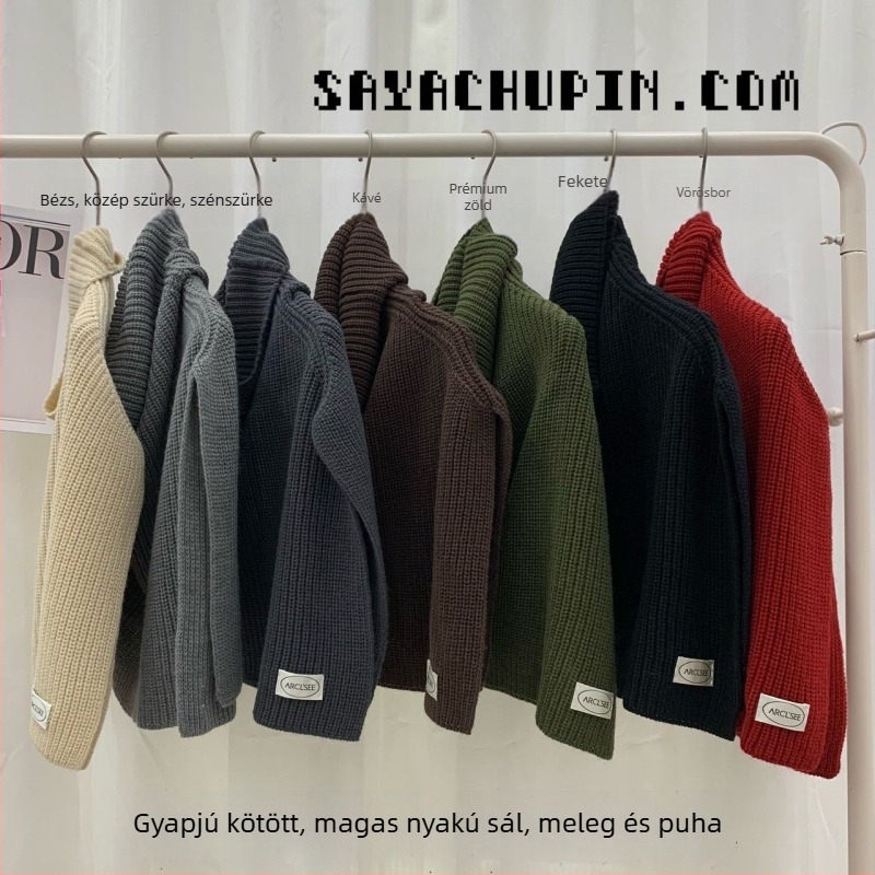 Kötött kapucnis köpönyeg – gyapjúkeverék, warp varrás, őszi-téli, japán-koreai inspiráció