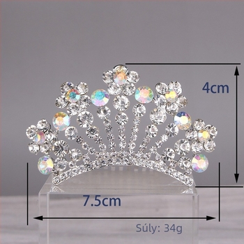 Gyerekeknek szóló hajkorona, ötvözetből, kristályokkal és gyémántfényű felülettel