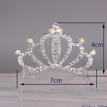 Gyerekeknek szóló hajkorona, ötvözetből, kristályokkal és gyémántfényű felülettel