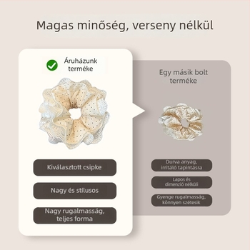 Hajgumi csipkés szegéllyel és pöttyös virággal – Kézzel készült, koreai stílus, ősz 2025