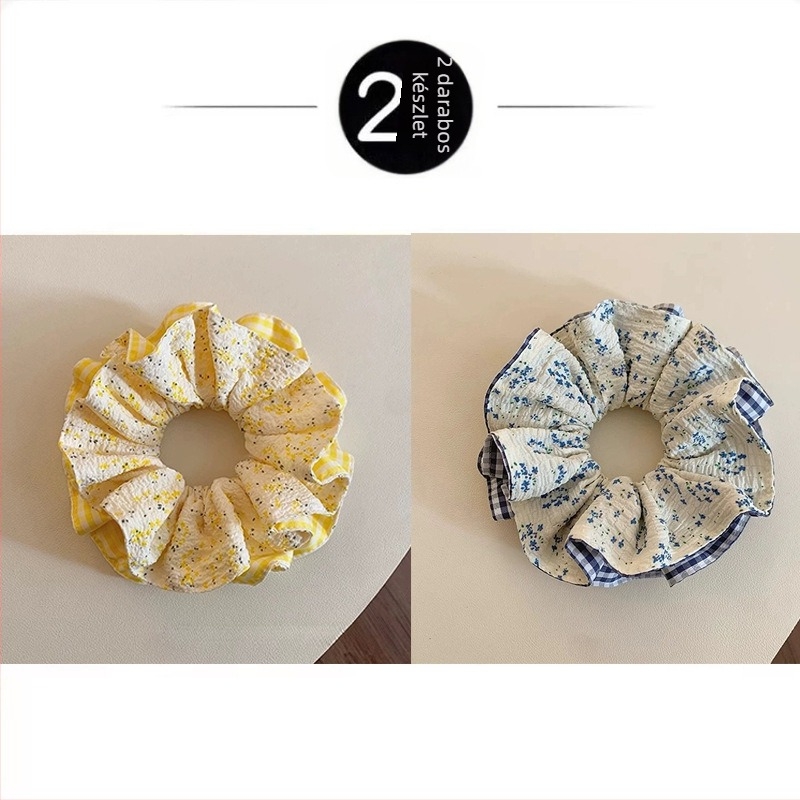 Scrunchie hajgumi dupla réteg dizájnnal, textil anyagból, kézzel készített, koreai stílus, magas rugalmasság, Diqian 440