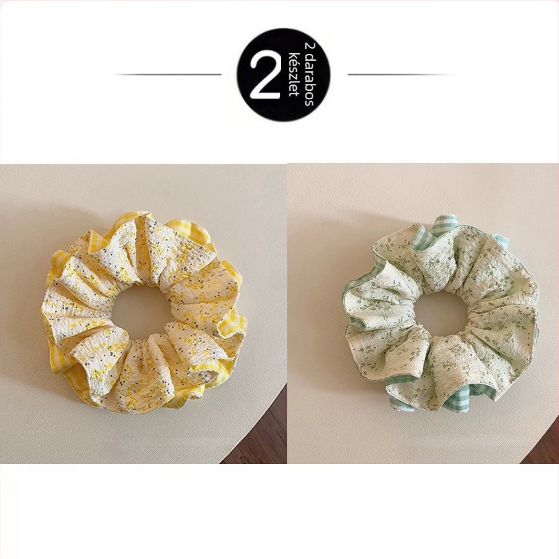 Scrunchie hajgumi dupla réteg dizájnnal, textil anyagból, kézzel készített, koreai stílus, magas rugalmasság, Diqian 440