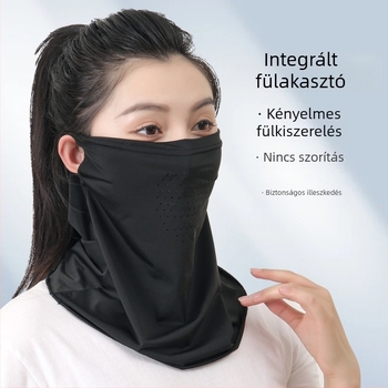 Légáteresztő nyakvédő hálós maszk UV-védelemmel és árnyékolással, Ice Silk anyag elastán keverékkel, kerékpározáshoz