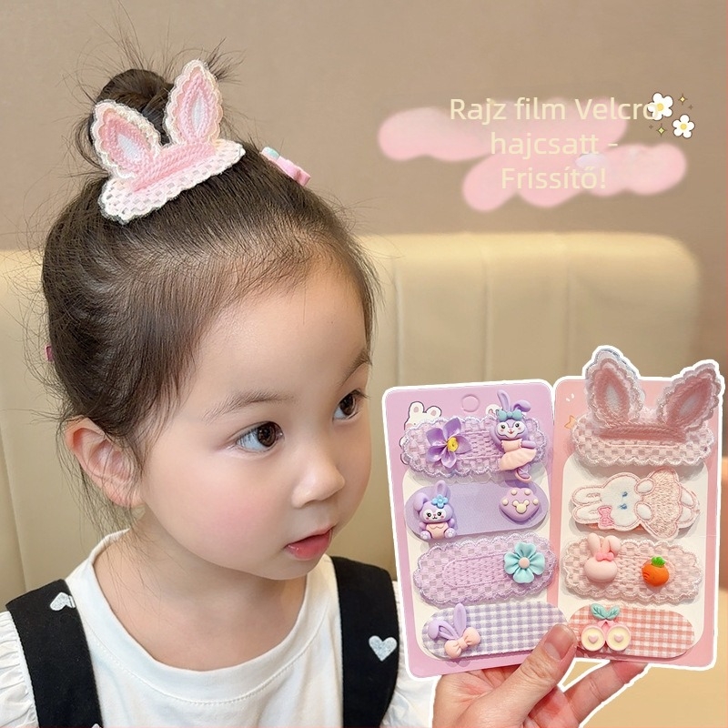 Gyerekeknek való textil hajdísz állatöv motívummal, kézzel készített, ametiszt kristályokkal