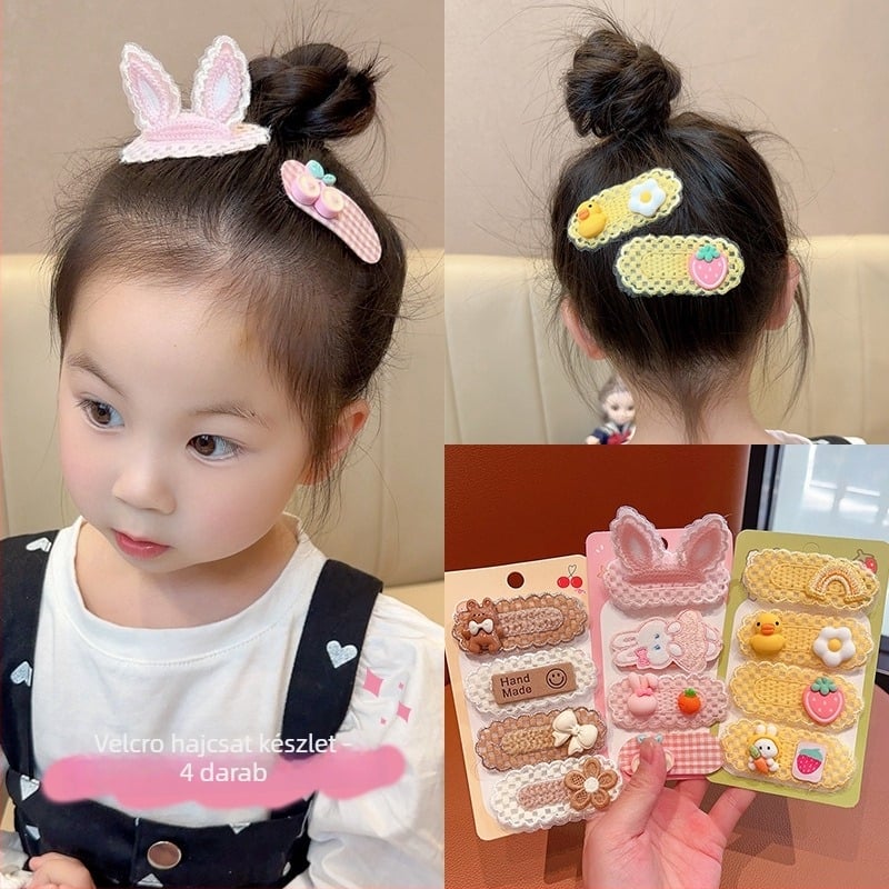 Gyerekeknek való textil hajdísz állatöv motívummal, kézzel készített, ametiszt kristályokkal