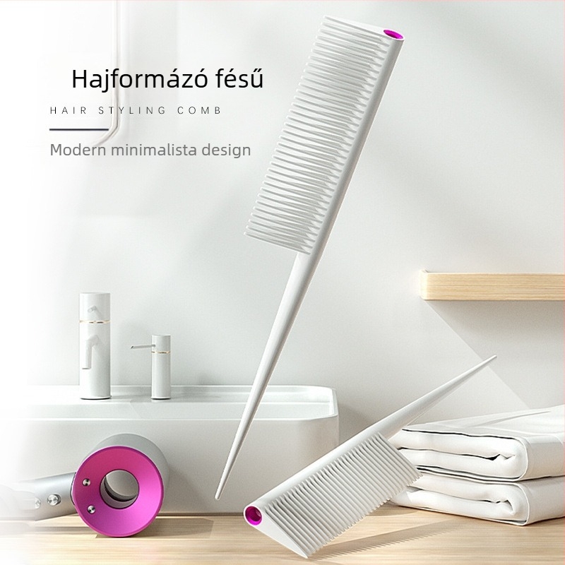 Műanyag széles fogú hajkefe, minimalist design, könnyű használat, ideális göndör hajra