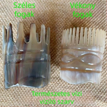 Szarv fésű samponhoz — polírozott, kör alakú forma, etnikus/uniszex stílus
