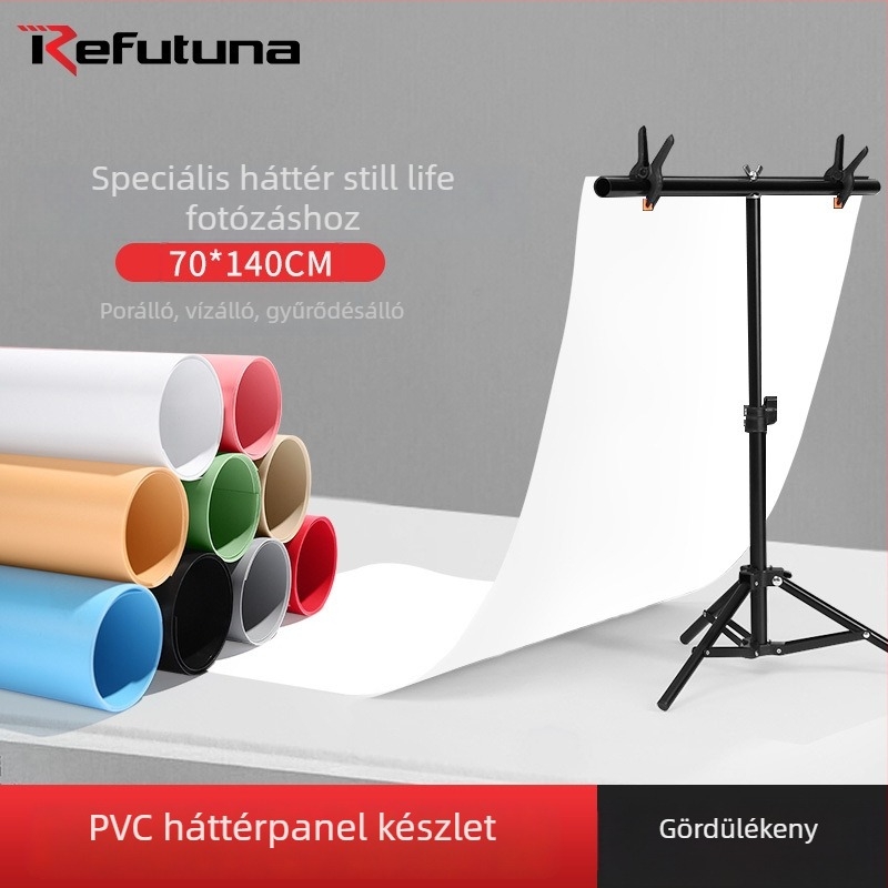 Háttértartó acél váz és PVC háttérrel termékfotózáshoz; súly 1,2 kg; márka Refutuna/ruifutu