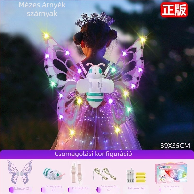 LED világító pillangó szárnyak hátulra – kiegészítő, műanyagból, dinamikus fényhatással, 14 éves kortól