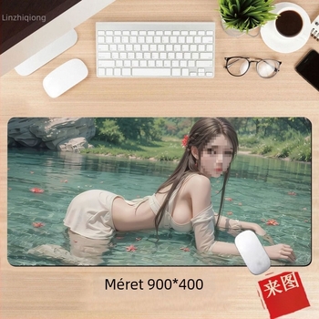 Anime lány egérpad – egyoldalas asztali párna játékosoknak, méretek 60x30 cm, 80x30 cm, 90x40 cm, 100x50 cm, 26x21 cm