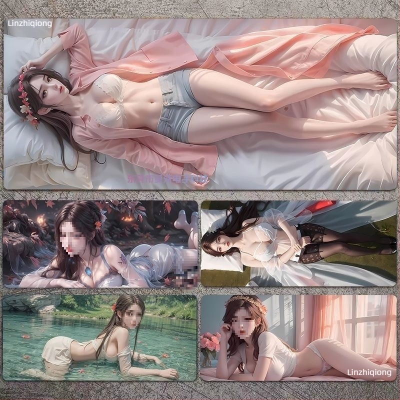 Anime lány egérpad – egyoldalas asztali párna játékosoknak, méretek 60x30 cm, 80x30 cm, 90x40 cm, 100x50 cm, 26x21 cm