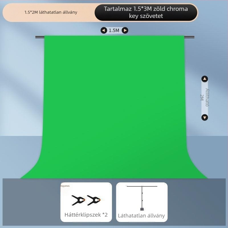 Chromakey textil hátfal hordozható állvánnyal, megerősített kivitel