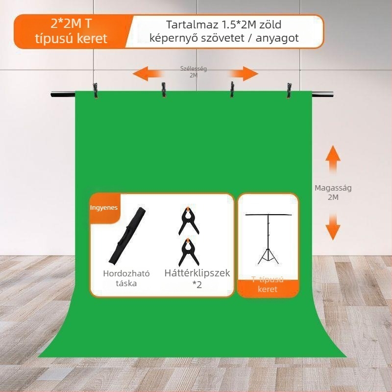 Chromakey textil hátfal hordozható állvánnyal, megerősített kivitel